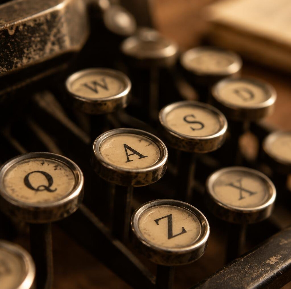 Close-up of vintage typewriter keys